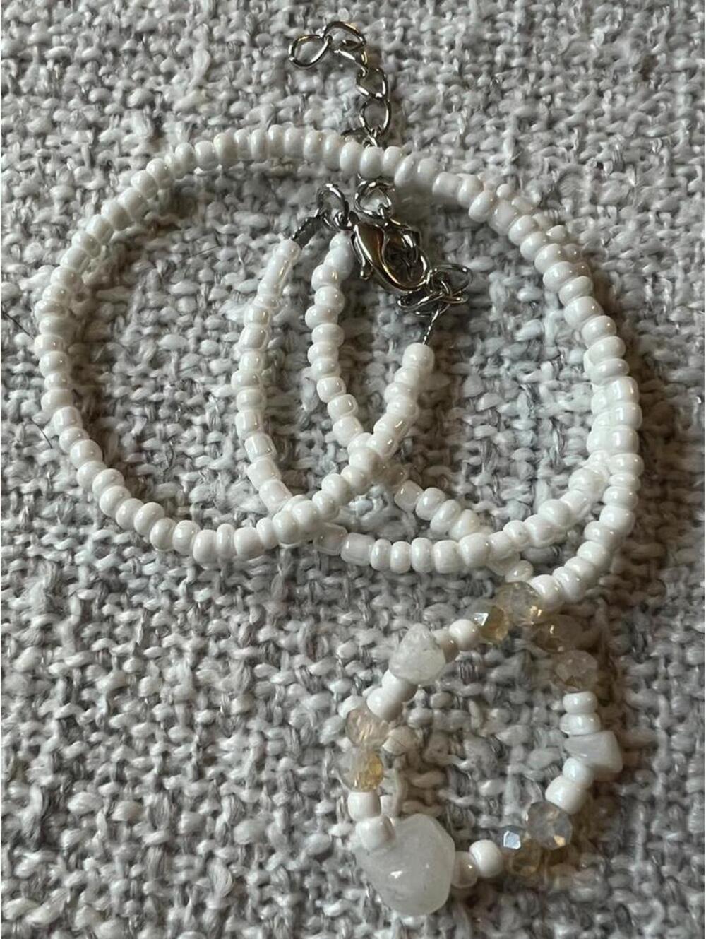 Beaded White Choker Necklace